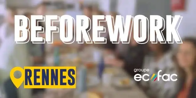 Visuel avec l'inscription manuscrite Beforework pour le campus de Rennes