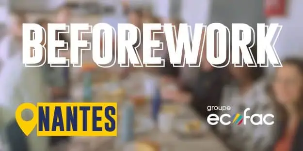 Visuel avec l'inscription manuscrite Beforework pour le campus de Nantes