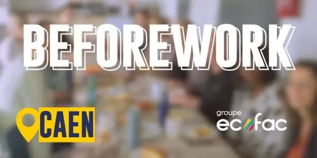 Visuel avec l'inscription manuscrite Beforework pour le campus de Caen