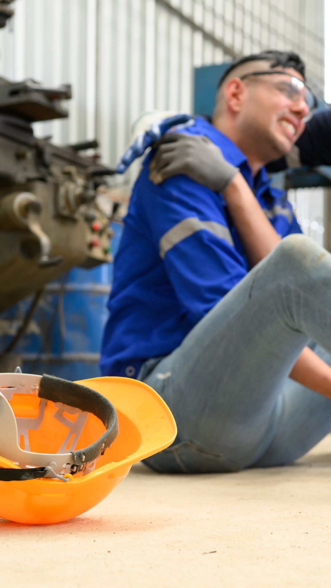 jeune homme souffrant de l'épaule suite à un accident de travail