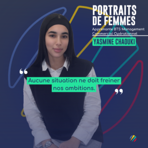 Yasmine, apprenante en BTS MCO pose pour le portrait de femmes ECOFAC